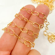 14K Gold Hammered Oval Link Chains
